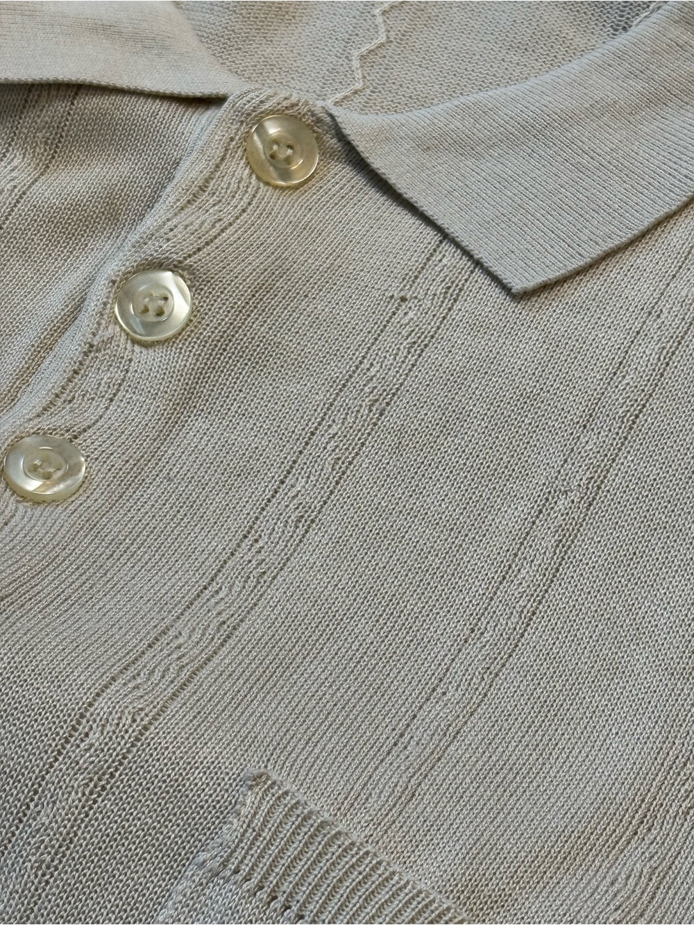 Vintage men’s ivory cotton knit polo shirt